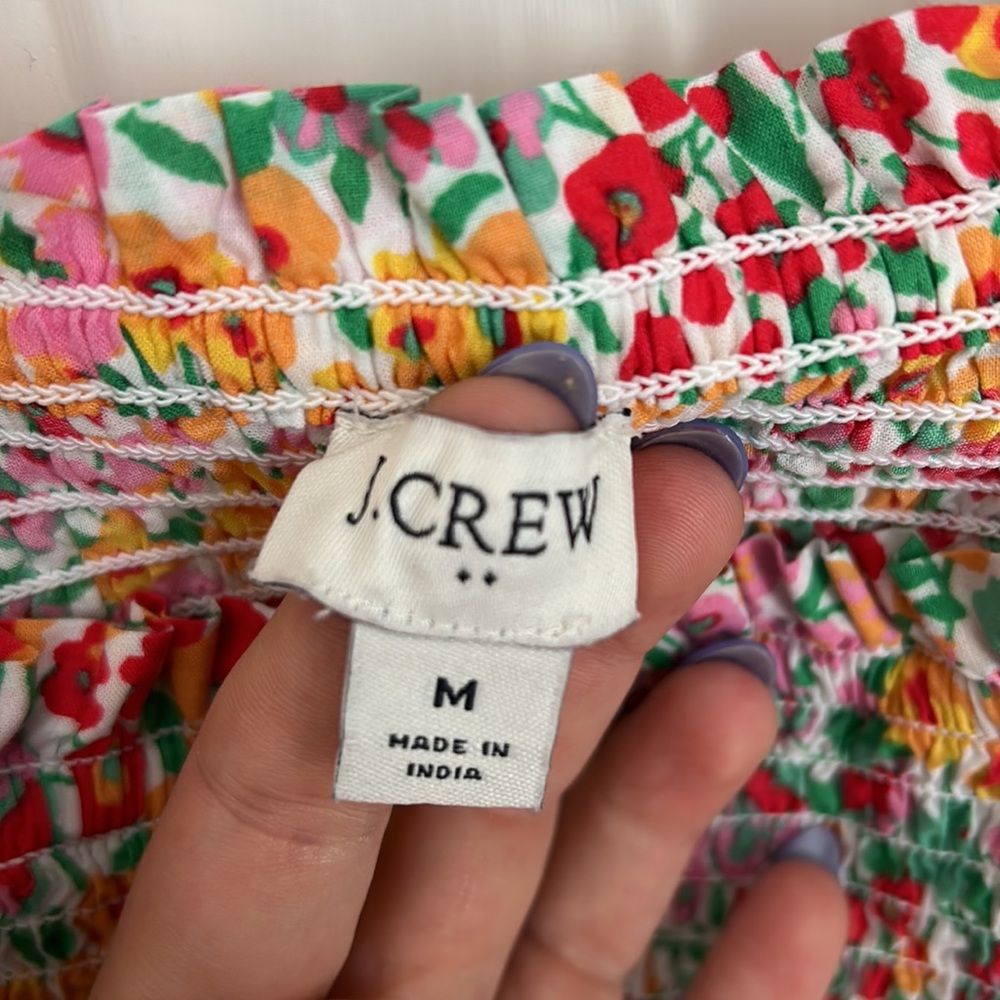 JCrew Factory Smocked Tie Shoulder Floral Tank Top - Picture 6 of 6